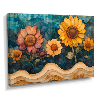 «Donnadio Color of Sunflowers Garden At Desert On Slide II» - Art mural tournesols