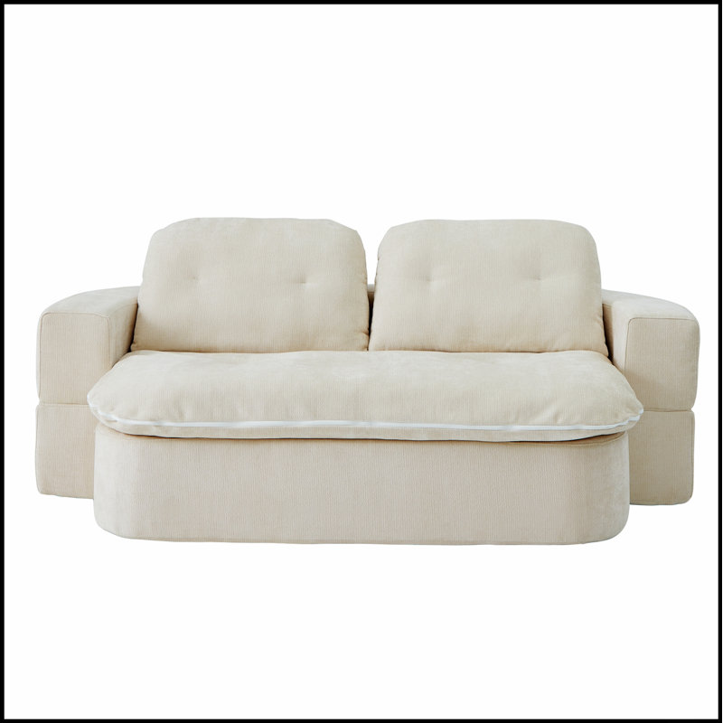 Canapé-lit moderne en tissu chenille convertible avec 2 coussins, aucun assemblage requis, idéal pour les petits espaces et le confort polyvalent