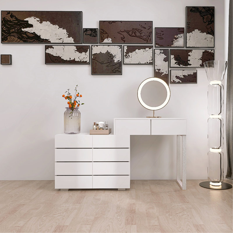 Commode de bureau 10 tiroirs sans poignée