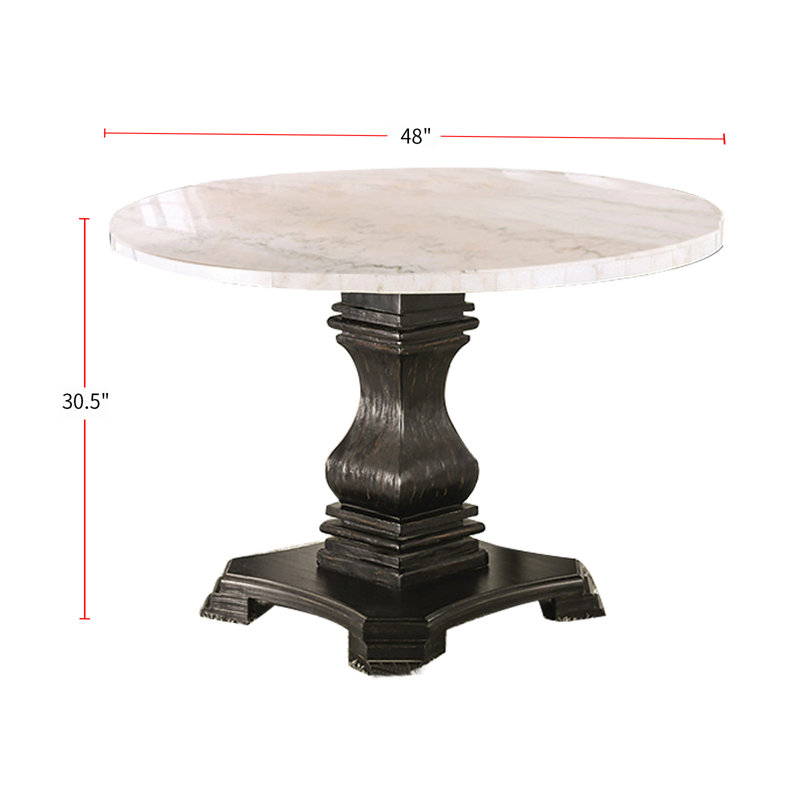 4 - Person Marble Top Pedestal Dining Set, Gray, Gray