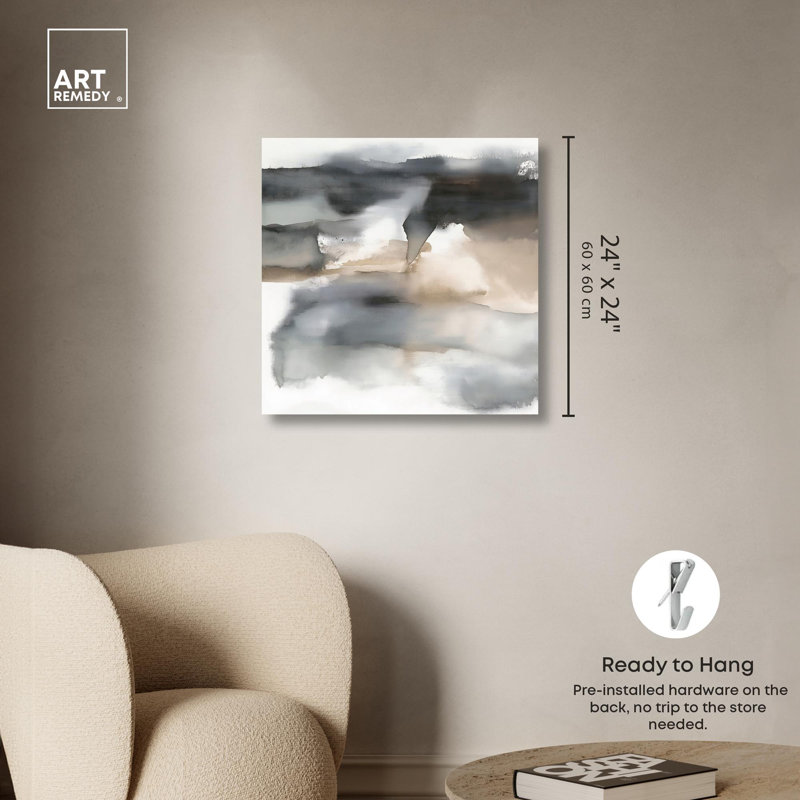 Neutral Abstract Wrapped Canvas Art, 24" x 24"