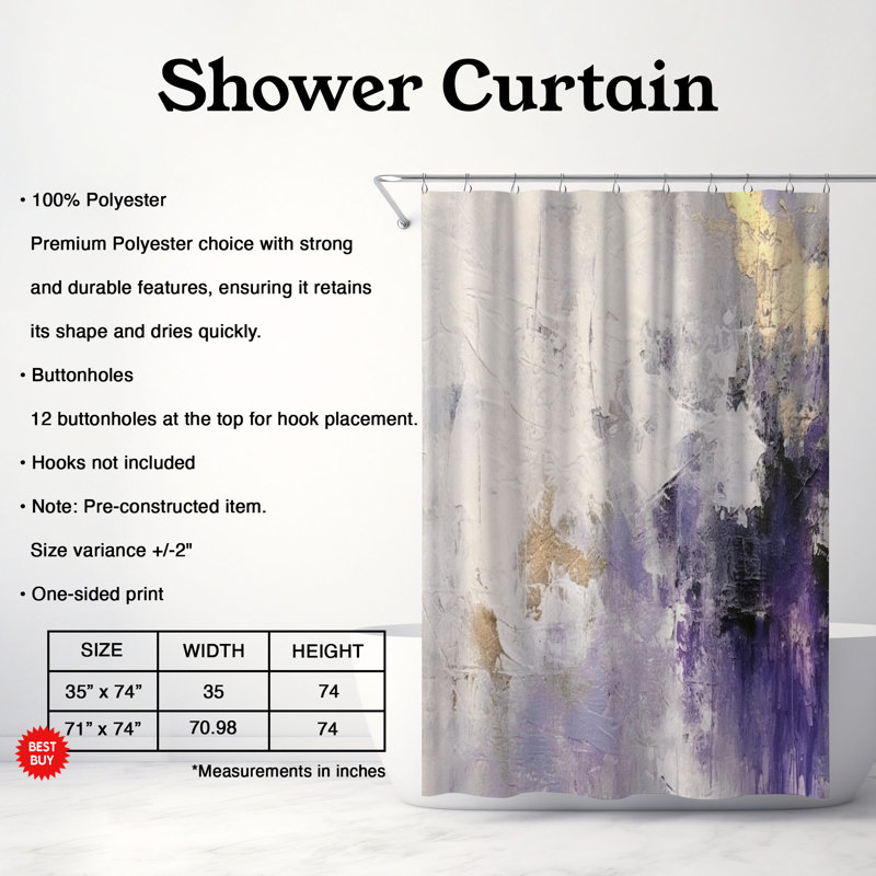 Rideau de douche abstrait Fulgentas, H 74 po x l 71 po