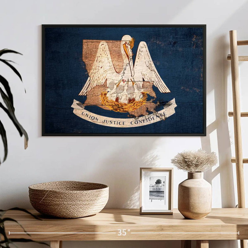 Pélican de Louisiane, 25 po x 17 po, Cadre flottant noir