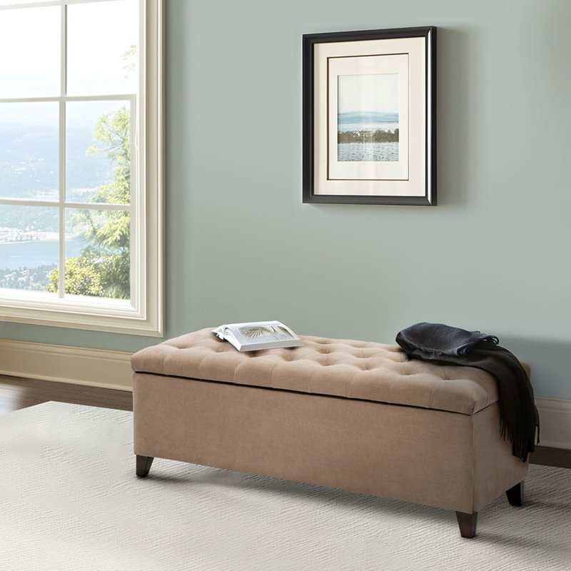 Banc de rangement à plateau capitonné Maniscalco, Sable