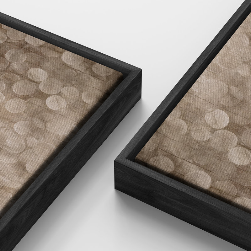 Très grand taupe chaud, impression abstraite de motif de cercle, 20" H x 60" W, Black