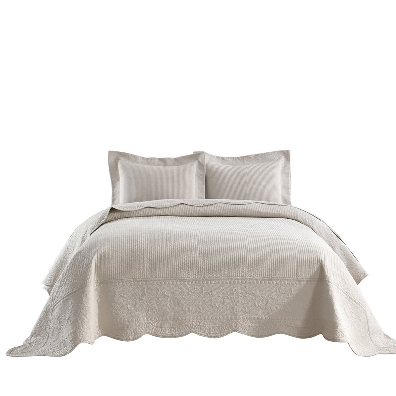 Cotton Quilt, Queen Quilt + 2 Standard Shams, Khaki