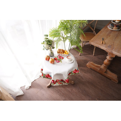 Violet Linen European Champion Vintage Floral Printed Pattern, Polyester Jacquard, Pomegranate Border , 36 Inch x 36 Inch, Square, Decorative Table Topper
