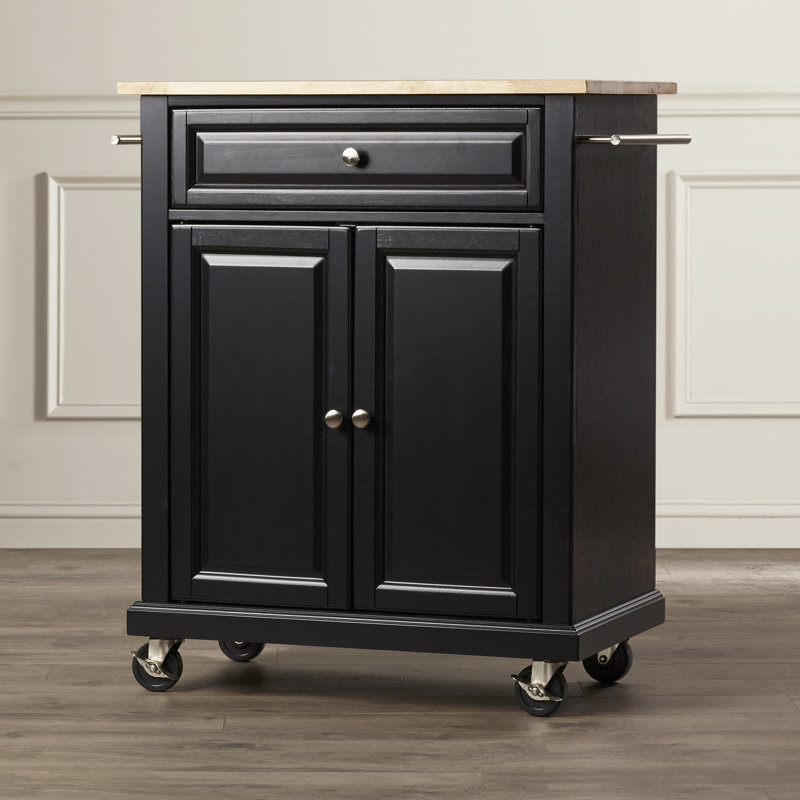 Hedon Wood Kitchen Cart, Black