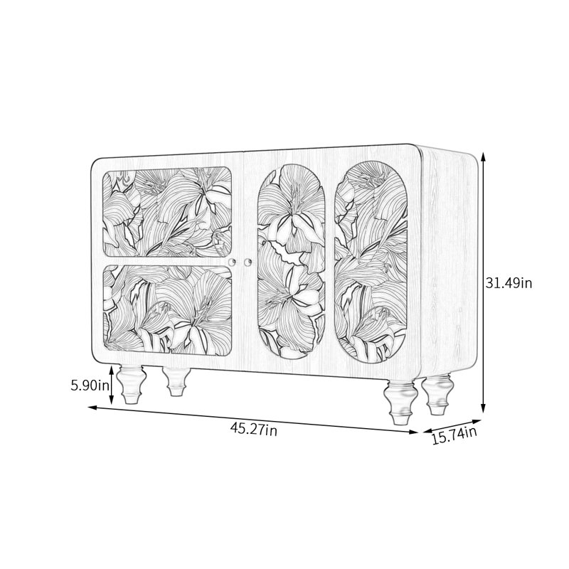 Armoire de rangement Vintage Floral, Noir