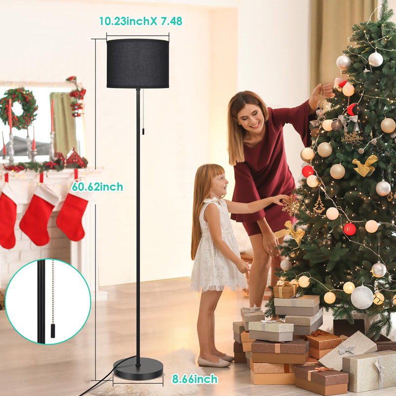 60" Floor Lamp for Living Room, Black