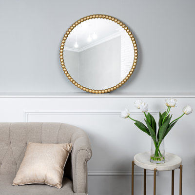 Miroir mural rond en bois massif Pellenberg