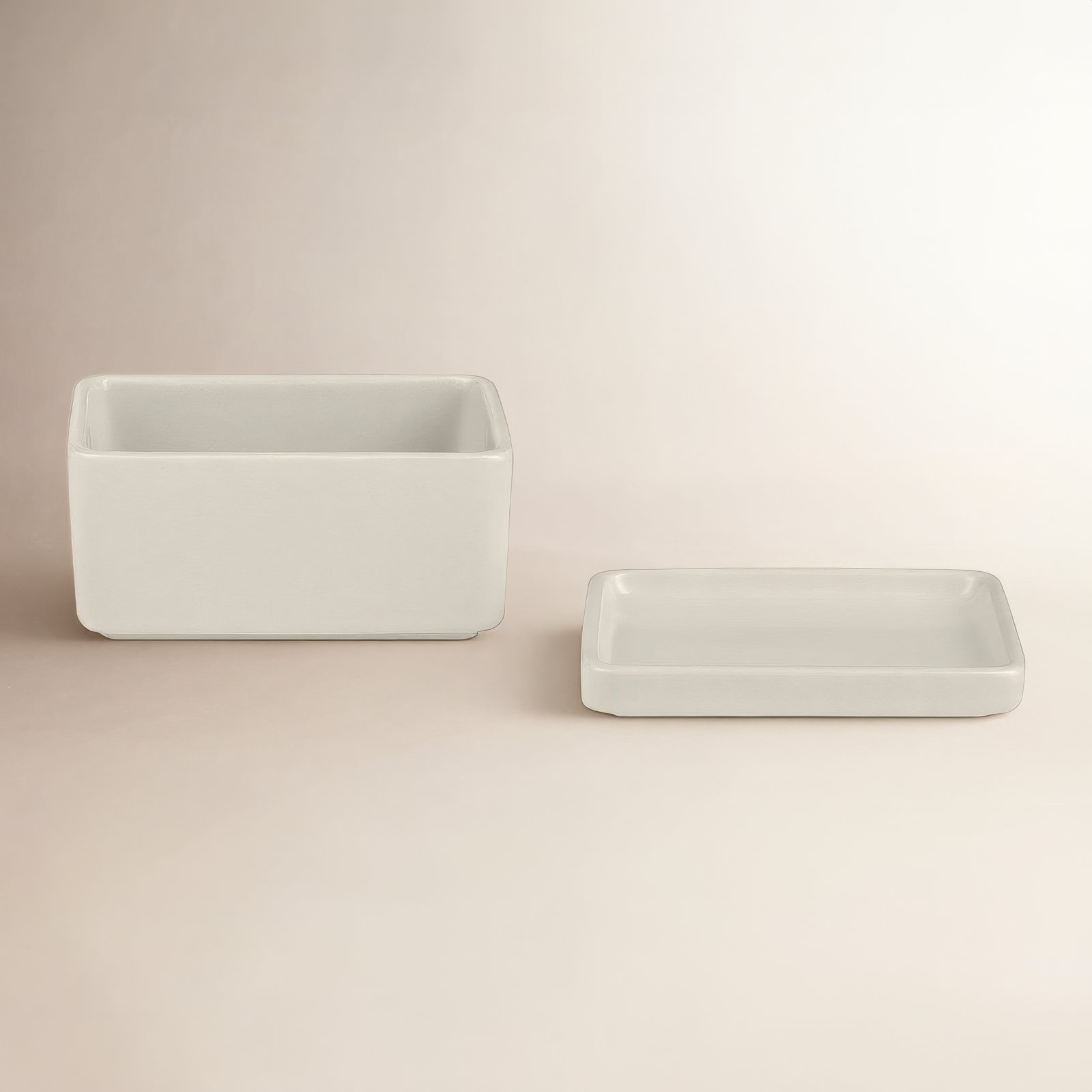 blomus Pilar Stoneware Butter Dish, Moonbeam