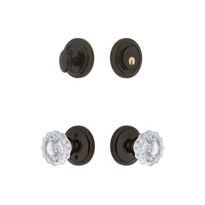 Grandeur Circulaire Rosette Entry Set with Versailles Crystal Knob in Timeless Bronze