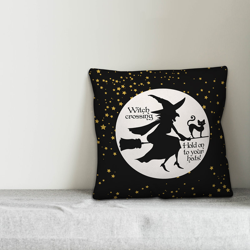  Coussin Witch on Broom, Utilisation intérieure seulement, 16 po x 1 po