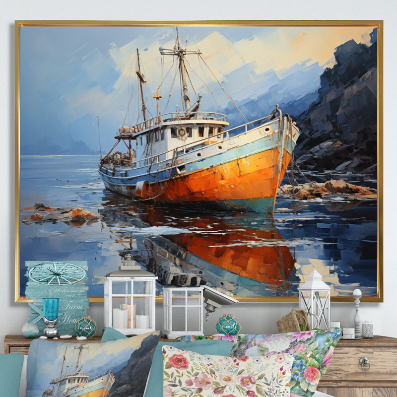 Fishing Boat Dreamy Regatta I - Transportation Canvas Prints, Cadre flottant doré, H 30 po x l 40 po x P 1,5 po