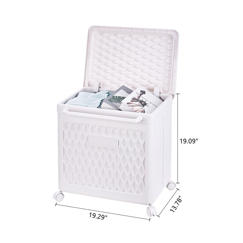 Large Laundry Hamper With Wheels And Lid, Plastic Laundry Basket With Handle, Rolling Laundry Bin For Bedroom, Bathroom, Dorm, Or Laundry Room