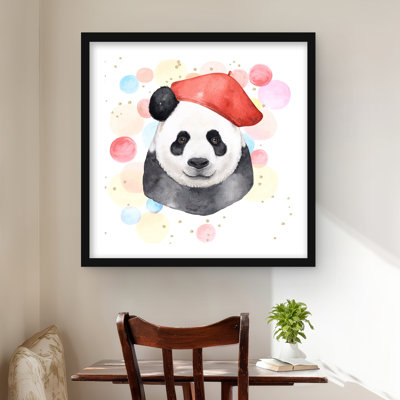 Artist Panda White Pattern Framed Matted Print | Home Decor
