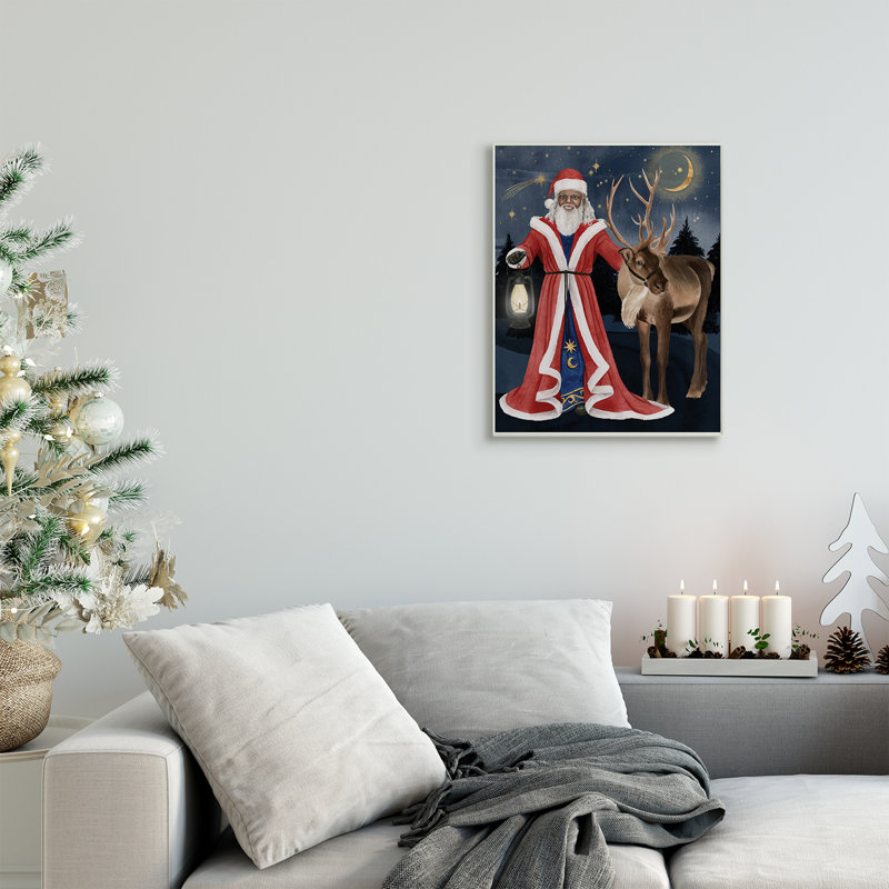 Père Noël sous la nuit, lanterne d'hiver, H 19 po x l 13 po, Plaque murale
