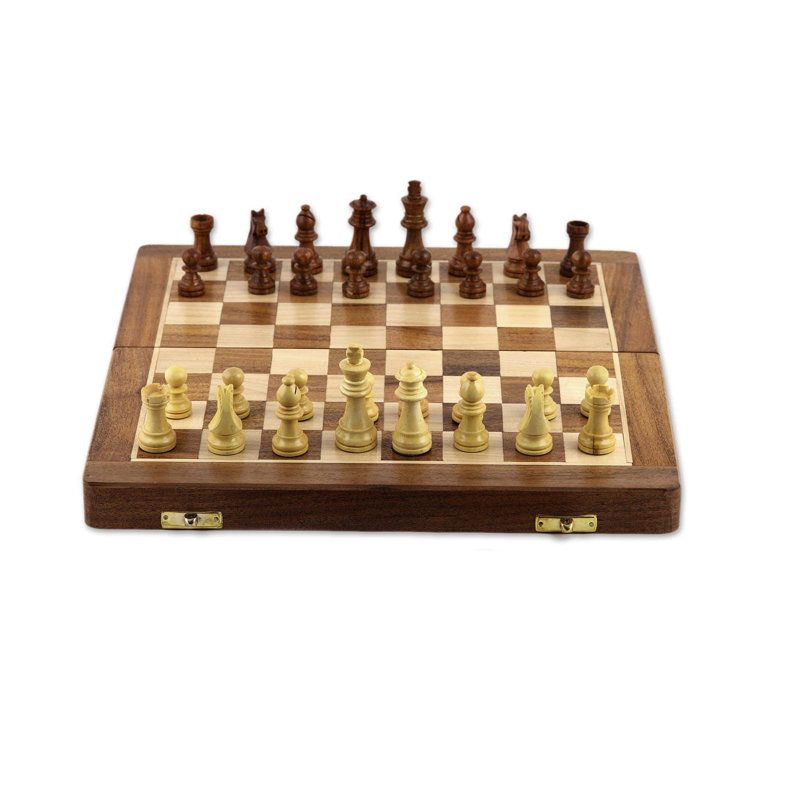 Jeu d'échecs brun fait à la main Atalay