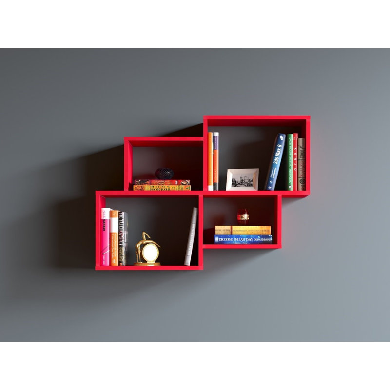 Auburndale Wood Floating Shelf, Red