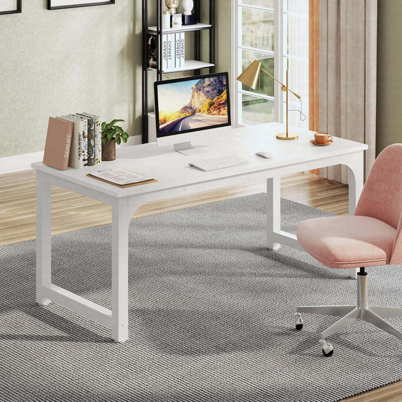 Waltman Desk, White, 29.52" H x 62.99" W x 31.49" D
