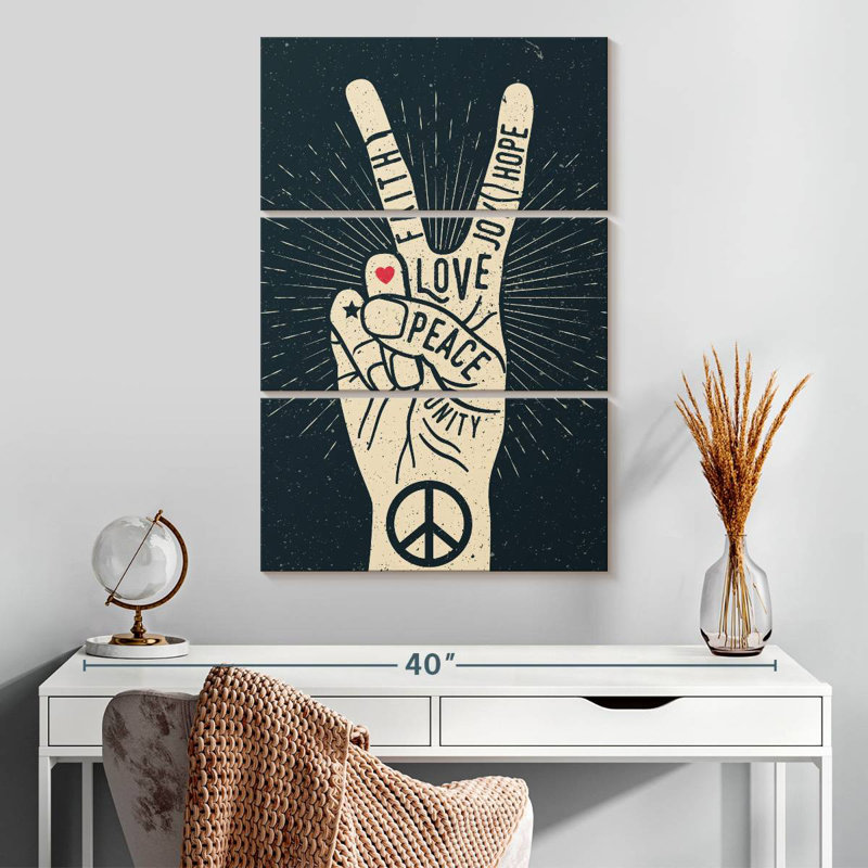 Peace Sign Typography, H 32" x l 20"