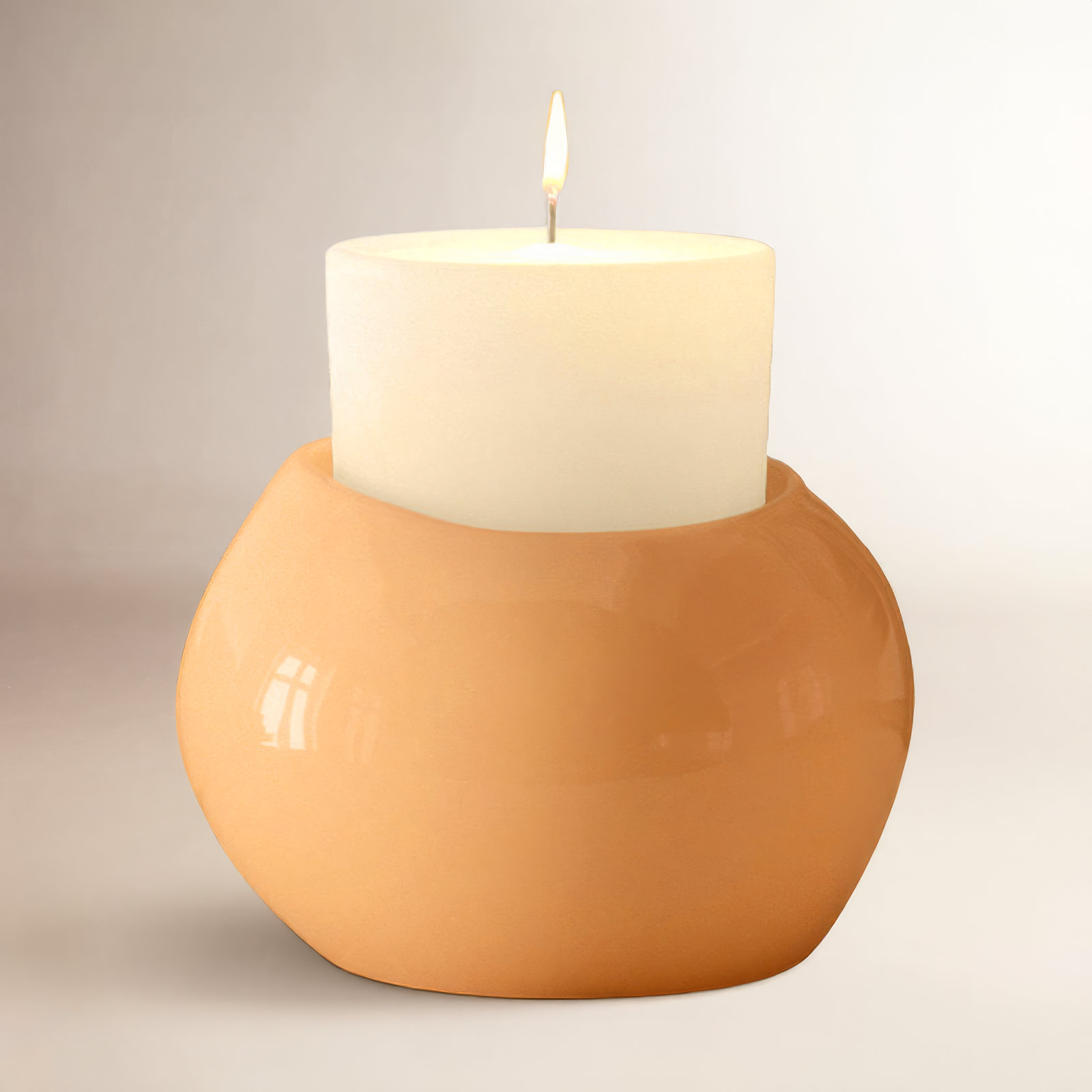 Glass Tealight Candle Holder, Apricot