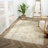Machine Washable Traditional Vintage Beige/Ivory Waterproof Rug-1446223628