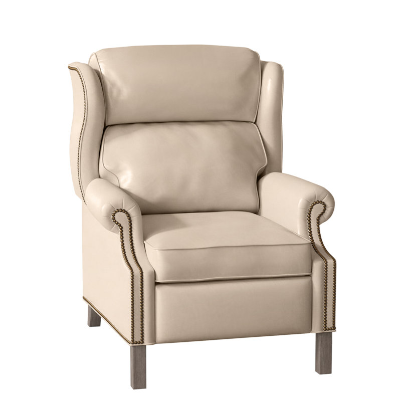 Fauteuil inclinable présidentiel, Naturel français, Pierre, Cuir véritable gris clair délavé Aline
