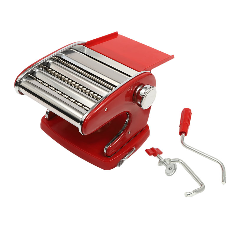 6 Adjustable Thickness Settings Manual Pasta Maker, Red