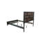 Lit pour chambre à coucher grand lit moderne, finition grise, tête de lit carrée, lit transitionnel en bois avec tête et cadre en contreplaqué
