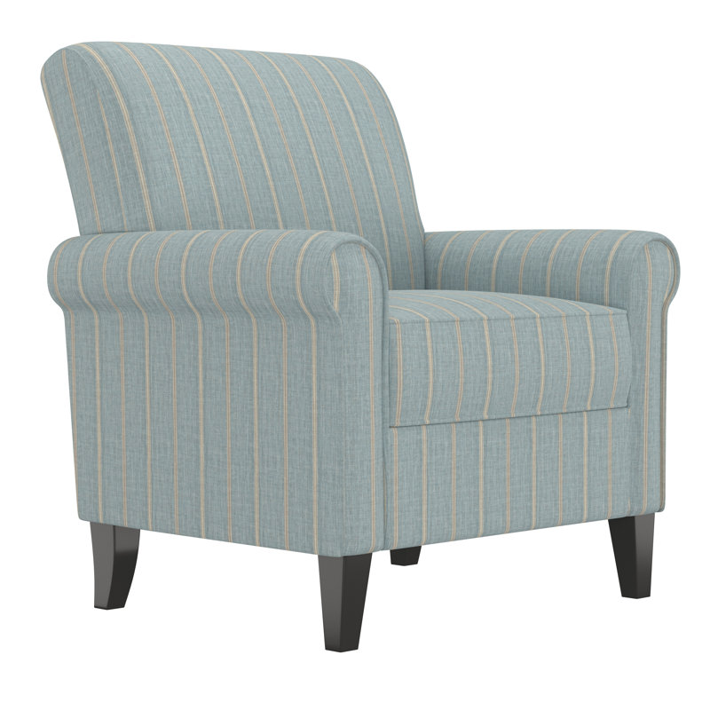 Pina Upholstered Armchair, Turquoise and Tan Stripe
