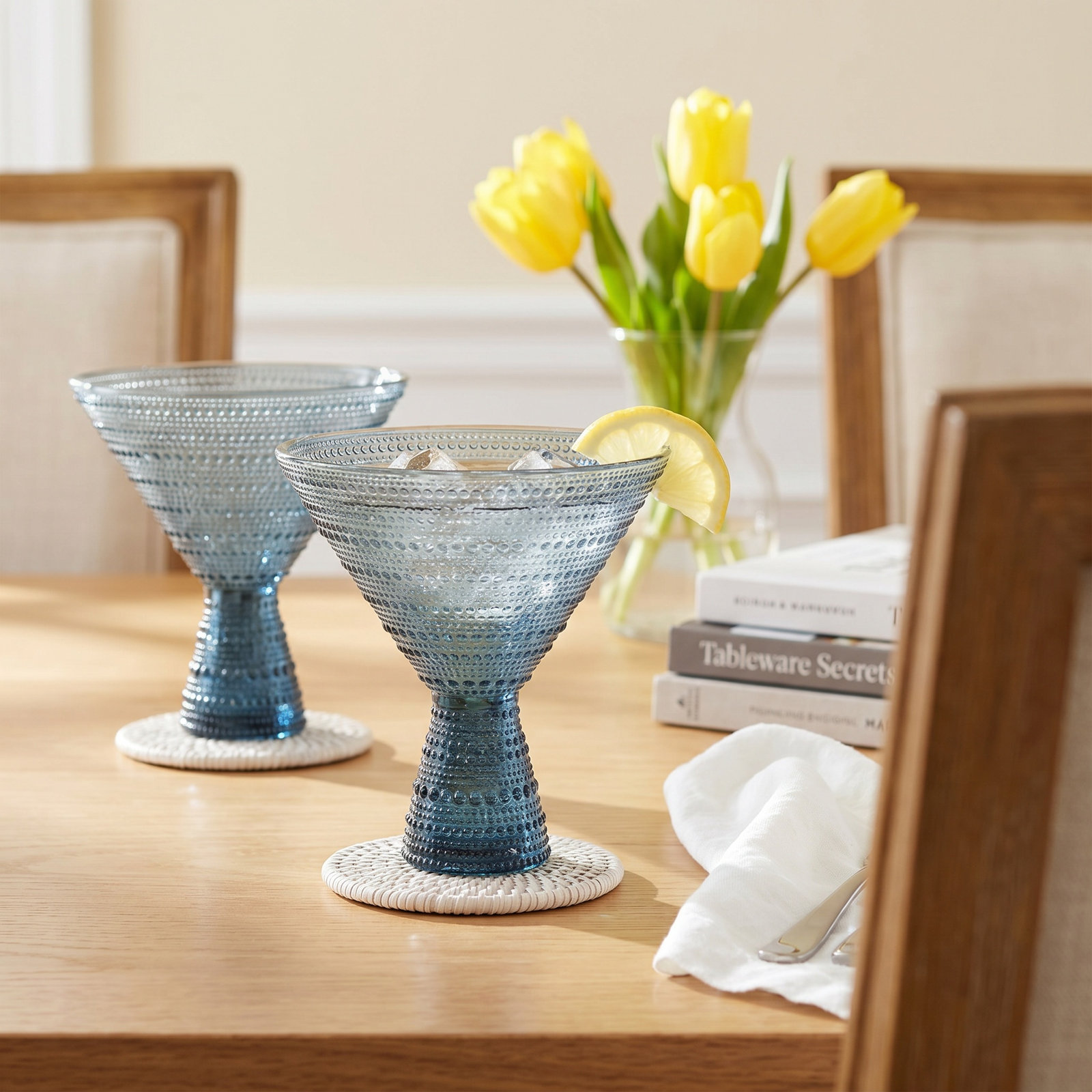 Jupiter Martini Glass, Cornflower Blue
