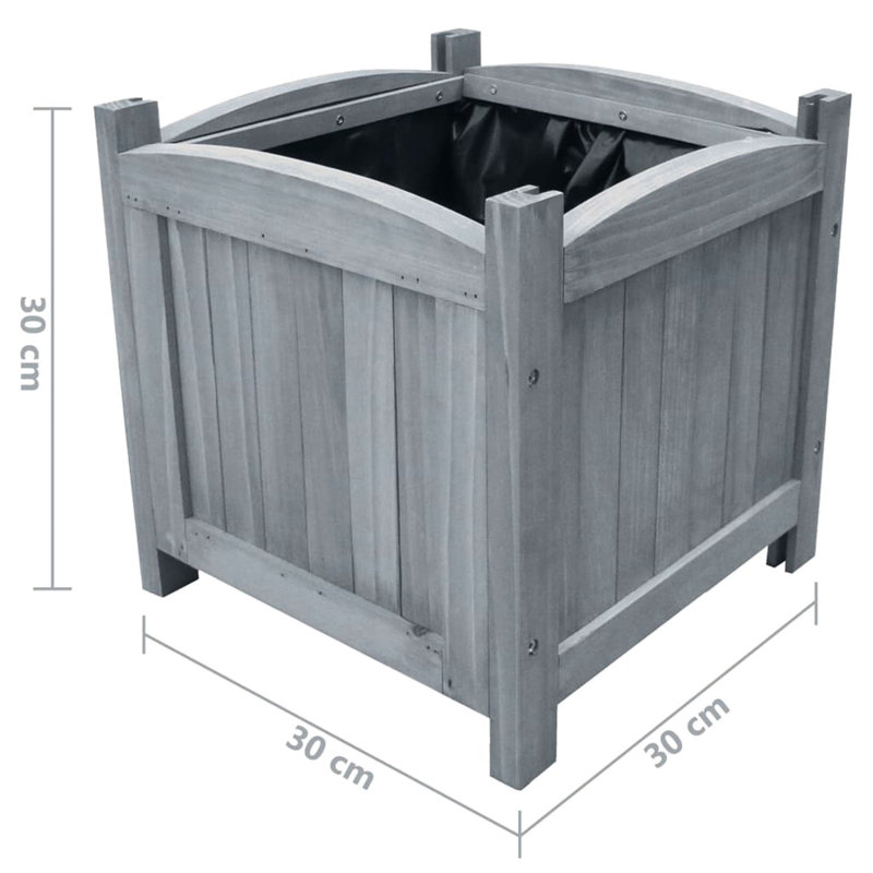 Clardy Wood Raised Flower Bed, 30cm H x 30cm W x 30cm D, Grey