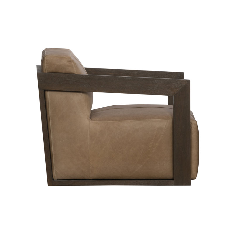 Fauteuil demi-tonneau pivotant en cuir véritable 29,75 po de large , Chameau
