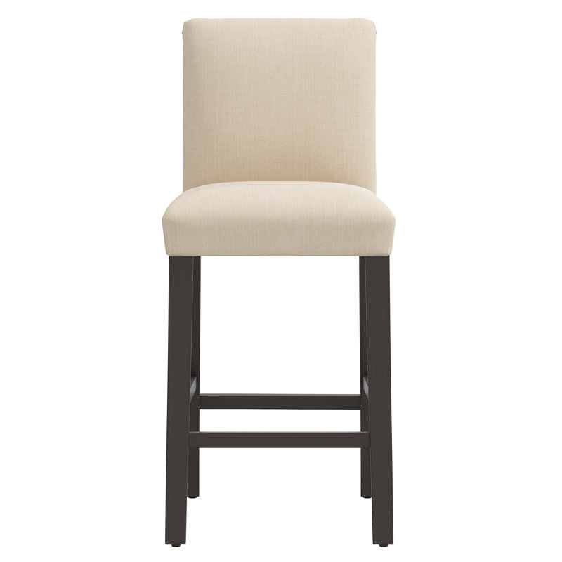 Tabouret de bar et de comptoir Hadrien, Tabouret de bar (siège d'une hauteur de 31 po), Lin classique, Bois noir
