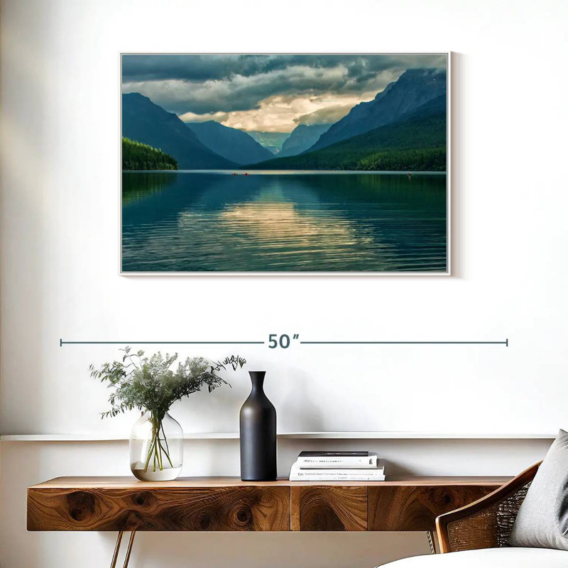 Scène du lac Glacier, Cadre flottant blanc, 37 po x 25 po