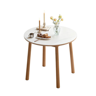 White&Burlywood Round Sintered Stone Dining table