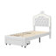 Cassie PU Leather Princess Bed With LED Light Strip, Crown Design & Storage Drawer-908384932