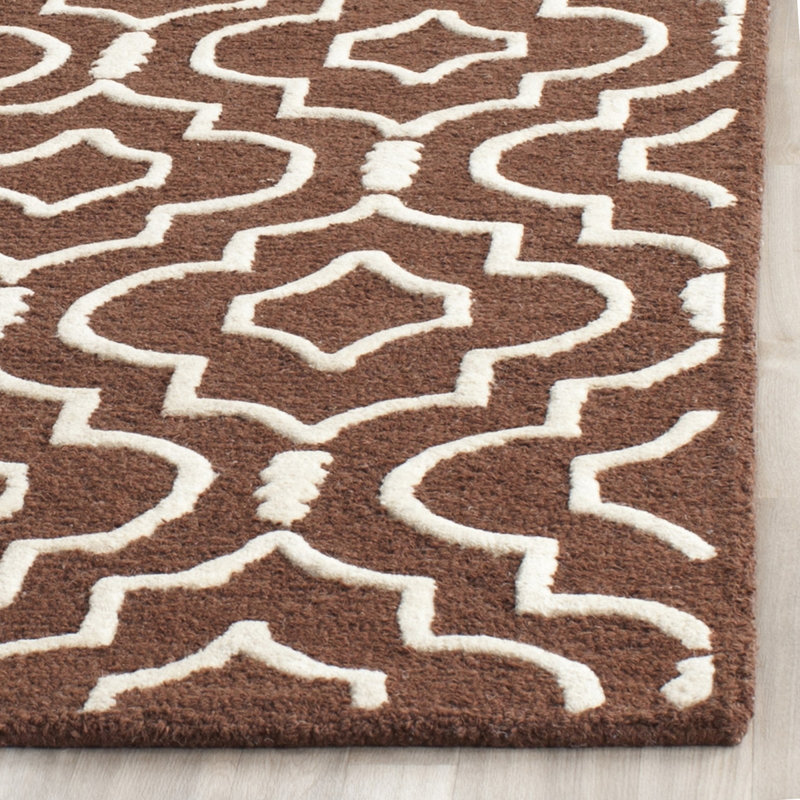 Elegant Cambridge Dark Brown & Ivory Hand-Tufted Wool Rug 8' x 10'