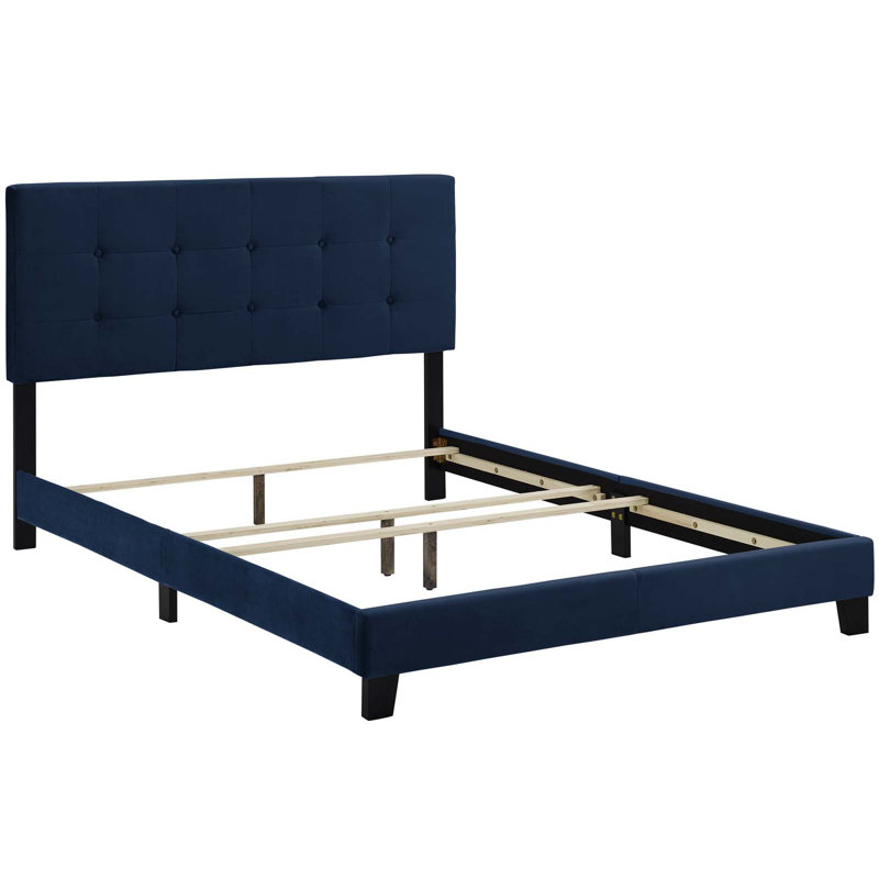Copper Grove Hlukhiv Upholstered Velvet Bed, Midnight Blue, King
