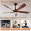 Ventilateur de plafond 52 po avec lumière Sofucor, avec hélice moderne à mémoire à intensité variable, moteur à courant continu silencieux, 5 vitesses 5000CFM, minuterie, réversible, pour salon, ETL / FCC, brun