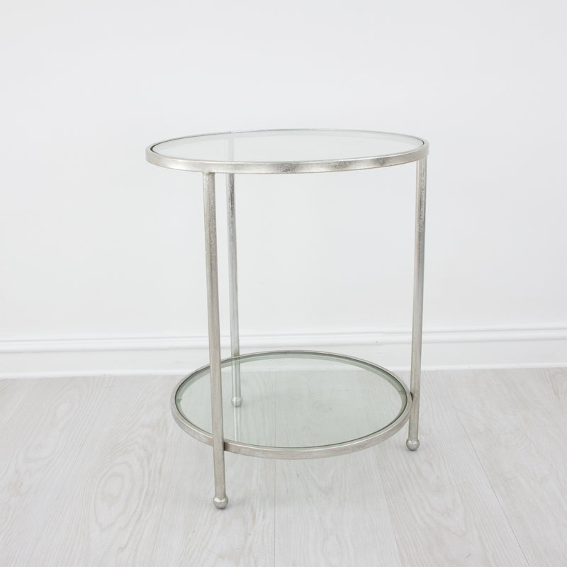 Lilia End Table, Antiqued Silver Leaf