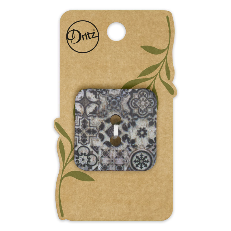 Dritz Sustainable Coconut Square Button, 35mm, Black, 3 Buttons