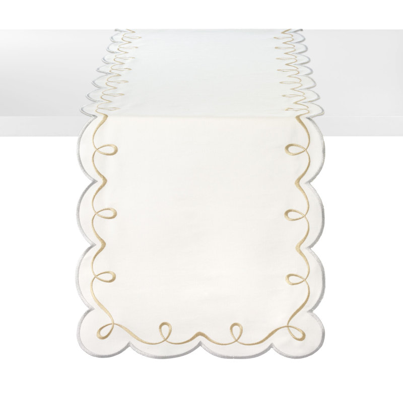 Ribbon Twirl Table Runnner, Gold;Silver;White