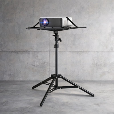 Adjustable Projector and Laptop Tripod Stand Compact Carbon Steel Matte Black for Indoor and Outdoor Use