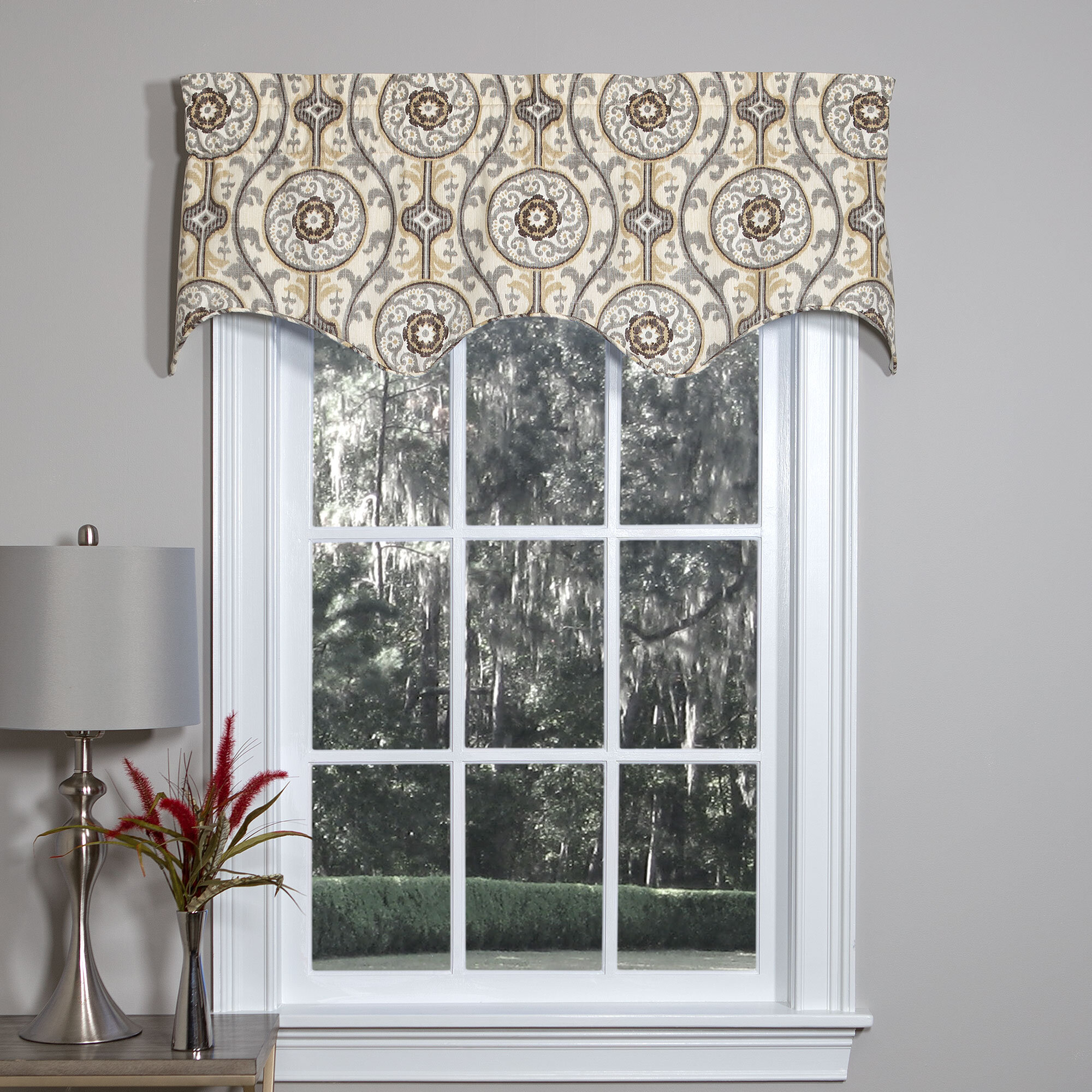 Darby Home Co Gilberto Geometric Cotton Scalloped 52'' W Window Valance ...