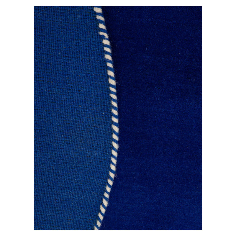 Solid Colour Wool Hand Woven Area Rug, Approx. 60cm, Blue / White / Grey