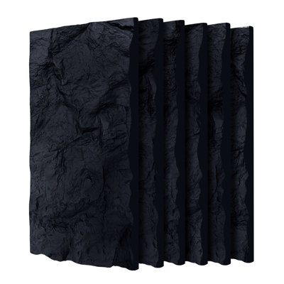 Ensemble de panneaux muraux en faux pierre 47,54 po x l 23,62 po, lambris de polyuréthane noir antique pour mur de télévision, bureau et salon, ensemble de 6 pièces