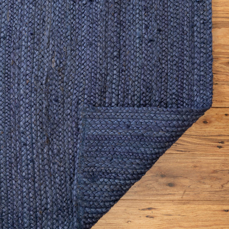 Tapis bleu marine tressé à la main Catriona, Rectangle 12 pi 2 po x 16 pi 1 po